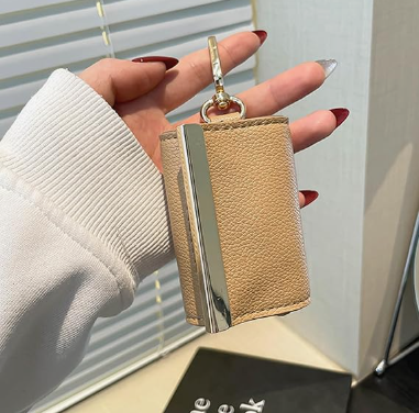 Keychain Tote Bag Compact & Expandable for On the Go, Foldable Tote Bag with Key Ring for Daily Errands - Khaki