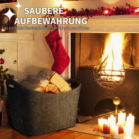 Firewood Basket, Felt Log Basket, Foldable Felt Log Basket, Fireplace Wood Bag For Wood, Newspapers, Firewood,
