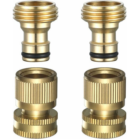 Garden Hose Quick Connect - Quick Connect Garden Hose Connectors, Solid Brass Water Hose Quick Connect, 3/4