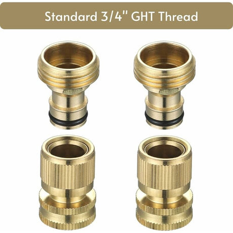 Garden Hose Quick Connect - Quick Connect Garden Hose Connectors, Solid Brass Water Hose Quick Connect, 3/4