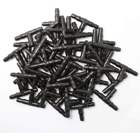 100 pcs Barbed Connectors Drip Irrigation,4/7Mm Universal Barbed Tee Hose,Suitable For 4/7Mm Drip Hose Watering Garden
