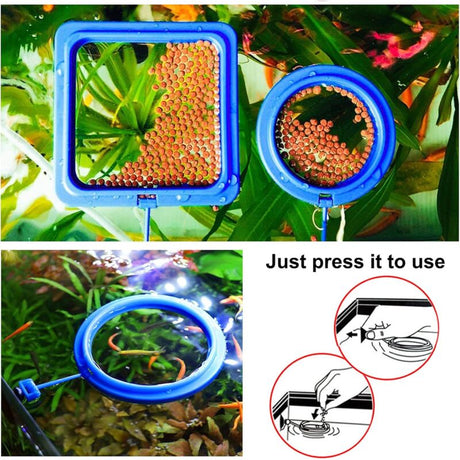 2 pcs Fish Feeding Rings Aquarium Feeder Food Feeding Ring For Guppy Betta Goldfish Blue