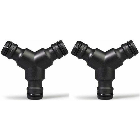 Plastic Snap On Hose Splitter (3 Way) Y Male Garden Hose Connector Y-Connector 2 Pack