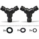 Plastic Snap On Hose Splitter (3 Way) Y Male Garden Hose Connector Y-Connector 2 Pack