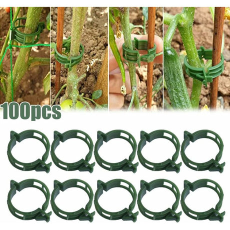 100 pcs Plant Support Clips Tomato Clips Ties Twine Vine Trellis Cages Climbing Plants Vegetables 2.5Cm