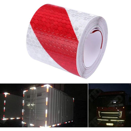 2 pcs Reflective Tape Safety Warning Reflective Sticker Film White Red, Fluorescent Safety Tape Sticker For Night