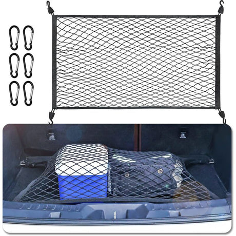 Car Trunk Storage Net Size 8060Cm Luggage Storage Net Storage Net With 6 Carabiners 4 Hooks Elastic Reinforcement