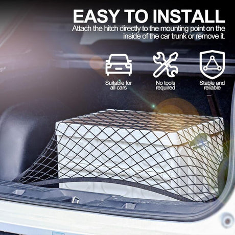 Car Trunk Storage Net Size 8060Cm Luggage Storage Net Storage Net With 6 Carabiners 4 Hooks Elastic Reinforcement