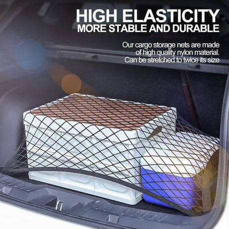 Car Trunk Storage Net Size 8060Cm Luggage Storage Net Storage Net With 6 Carabiners 4 Hooks Elastic Reinforcement