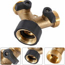 Double Washing Machine Tap, 2 Way Y Garden Hose Tap Connector Splitter For 3/4" Supply Hoses, Heavy Duty Brass Double