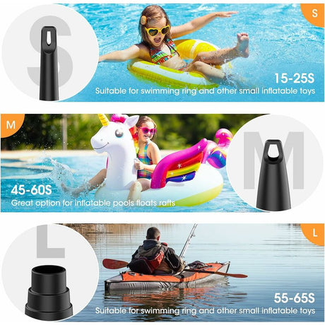 Electric Air Pump, 5000Mah Rechargeable Battery, Inflatable Mattress Inflator With 3 Air Nozzles, Fast Inflator For