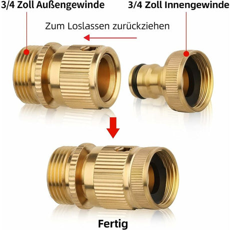 2 pcs 3/4 Inch Brass Quick Connect Garden Hose Connectors