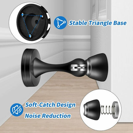 Magnetic Door Stop Brushed Stainless Steel Satin Nickel Black Floor Mounted For Bedroom Bathroom Kitchen Office