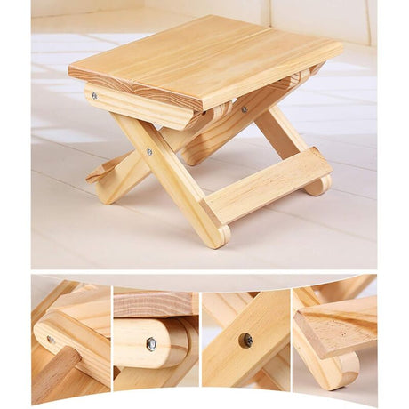 Solid Wood Folding Step Stool For Home, Play, Fishing, Garden, 24X19X17.8 Cm