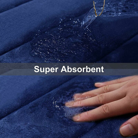 Memory Foam Bath Mat Non-Slip Backing Soft Water Absorbent Bath Mat For Toilet Bathroom, Memory Foam, Navy Blue, 50 X