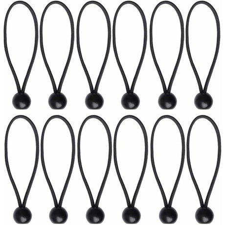 12 pcs Black Tarpaulin Bungees Balls Tarp Bungee Cord For Banner, Tarpaulins, Pavilions, Tents, Tent Bungee Hooks,
