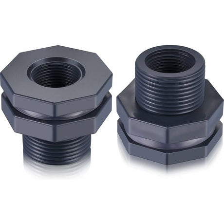 2-Piece Pvc Bulkhead Fitting For Rain Barrels, Aquariums, Water Tanks (3/4