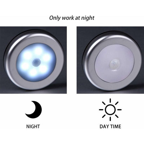 Wireless LED Motion Sensor Light For Closet, Stairs, Hallway, Kitchen, Bedroom (6 pcs) (Silver Shell (White Light)