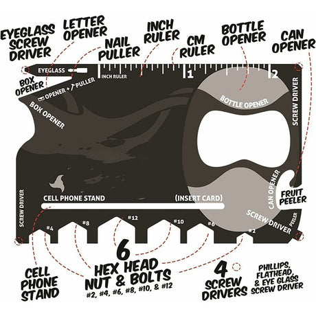 Multi Tool,18 In 1 Multifunction Card Tool Holder Stainless Steel Multi-Tools Pocket Tools Gadget Bottle Opener Men