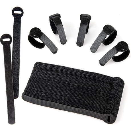 60 Pack Black Reusable Cable Ties Adjustable Hook And Loop Cable Management For Pc Cable Organizer Tv Office