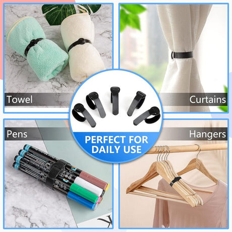 60 Pack Black Reusable Cable Ties Adjustable Hook And Loop Cable Management For Pc Cable Organizer Tv Office