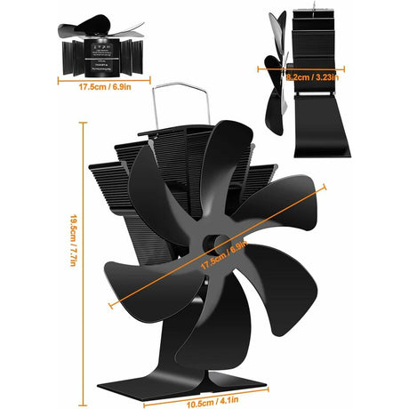 Wood Stove Fan 6 Blades Heat Powered Fireplace Fan Quiet Fan With Overheat Protection For Wood Burning Stove Gas