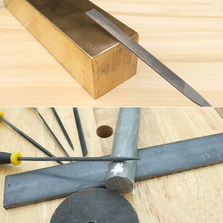 6 pcs File Set, 5.5 Inch Needle Files, 3Mm Diameter Carbon Steel File Kit With Handle, Suitable For Metal, Wood, Glass,