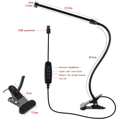 8W Dimmable Usb Desk Lamp With 3 Modes (Cool/Warm/Natural) 10 Brightness Levels LED Desk Lamp For Office, Education,