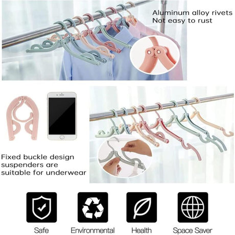 12 Pack Portable Foldable Plastic Travel Hangers Space Saving With Non-Slip Multi-Functional Travel Accessories For