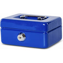 Steel Money Box Lockable And Portable 12.5X9.5X6Cm With Coin Slot Suitable As Piggy Bank, Small Safe, Cash Drawer Blue