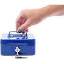 Steel Money Box Lockable And Portable 12.5X9.5X6Cm With Coin Slot Suitable As Piggy Bank, Small Safe, Cash Drawer Blue