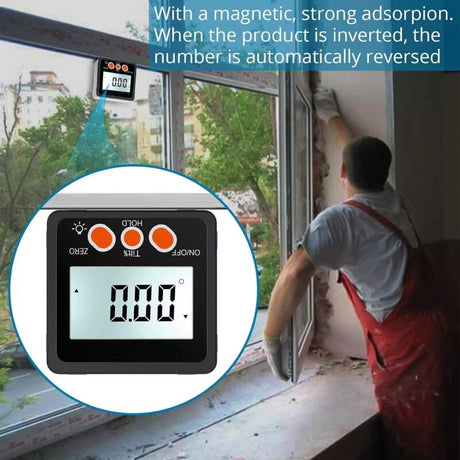 Digital Inclinometer Protractor 4 90° Level Box Angle Finder Backlight Bevel Gauge Magnetic Base Gauge In/Ft Mm/M With