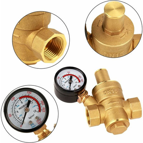 Adjustable Water Pressure Regulator Reducer With Dn15 Brass Measuring Meter
