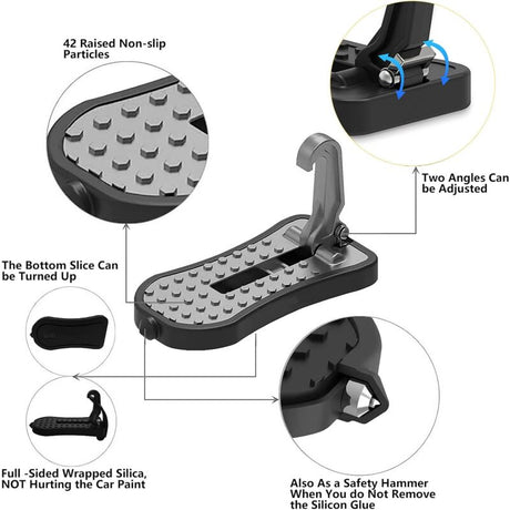 Car Door Pedal, Car Door Pedal Foot Nail U Car Door Latch Hook Pedal, With Auxiliary Pedal With Safety Hammer (16Cm,