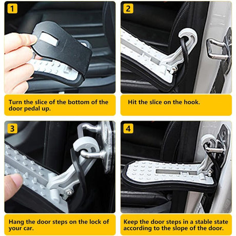 Car Door Pedal, Car Door Pedal Foot Nail U Car Door Latch Hook Pedal, With Auxiliary Pedal With Safety Hammer (16Cm,
