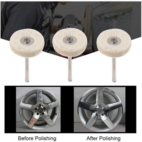 10 pcs Polishing Wheel 25Mm Wool Felt Buffing Wheels Drill Grinder Wheels Brushes ROtary Tool With Handle