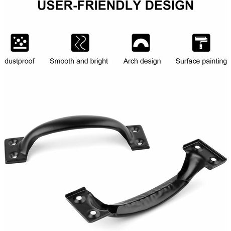 Black Furniture Handle, 10 Pieces Kitchen Cabinet Handles, Arc Drawer Handles, Effortless Push And Pull, With 40