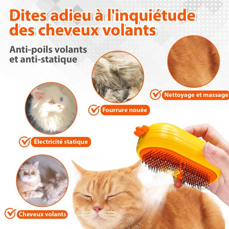Cat Steam Brush With Release Button, Rechargeable Cat Steam Brush For Long And Short Hair Cats Dogs Rabbits,