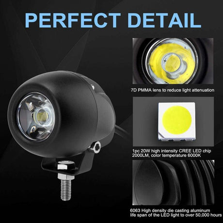 20W LED Fog Light LED Work Light Ip68 Waterproof Work Light LED Car Headlight Off-ROad Motorcycle Atv Utv 4X4 Suv