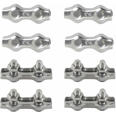 M2 Duplex Cable Clips 304 Stainless Steel Duplex Cable Clips For Wire ROpe Clotheslines Sun Sails Hanging Patio Fixed 8