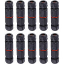 Whpps 10 pcs Ip68 Waterproof Straight Connector Junction Box Electrical Wire Cable 3 Pin Outdoor Connector Plug Socket