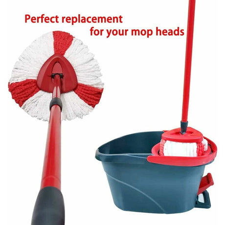 2 Pack Mop Heads Compatible With Vileda 2 In 1 Turbo Mop Replacement Head, Microfiber, Red, White.