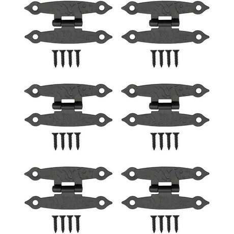 6 pcs Antique Metal Hinges For Cabinets, Cupboard Doors, Chests, Crates Retro Country House Style 65 X 34Mm