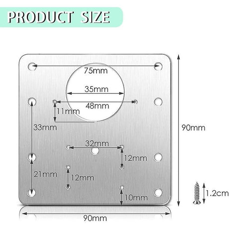 8 pcs Stainless Steel Cabinet Hinge Repair Plate With 48 Screws