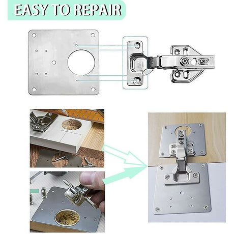 8 pcs Stainless Steel Cabinet Hinge Repair Plate With 48 Screws