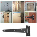 6 Pack T-Shaped Hinges For Garden Shed - 10Cm - Heavy Duty - Forged Steel - Rustproof - Black