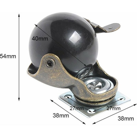 4 pcs Furniture Leg Caster Wheels (1.5Inch (40Mm) - With Brake)