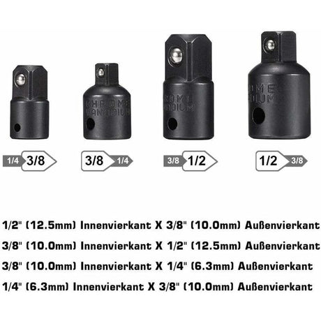 Socket Adapter 1/2 3/8 1/4 Hexagon Drill Bits Adapter Set Nut Wrench Reducer Socket Adaptor Converter Ratchet Wrench
