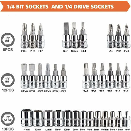 46 pcs Socket Set Chrome Vanadium 1/4