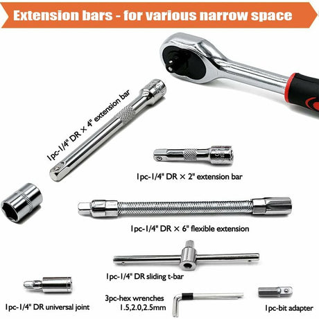 46 pcs Socket Set Chrome Vanadium 1/4
